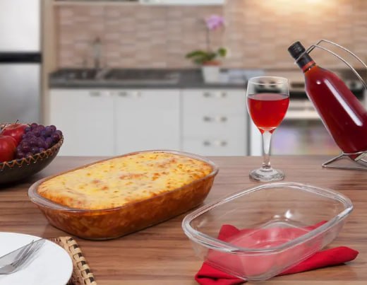 Conjunto de Assadeiras Nadir Sempre Retangular Vidro 2 Peças