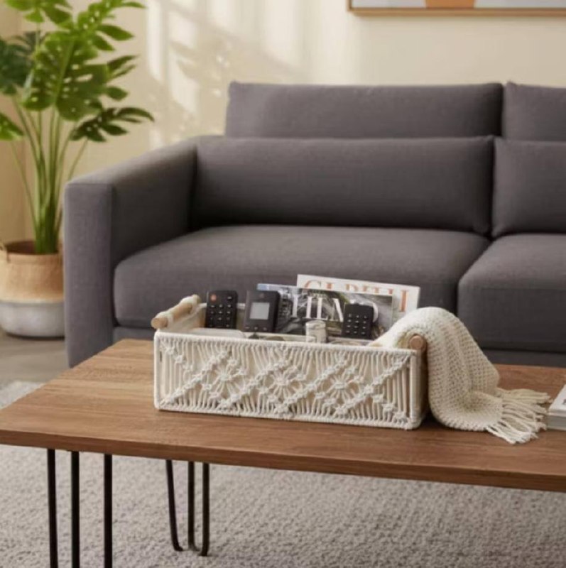 Cesto Organizador Tecido + Bambu Cestas Multifuncional Caixa De Armazenamento