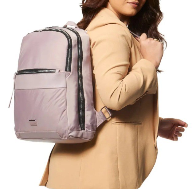 Mochila Executiva Gash Média p/ Notebook Com Bolso Removível Feminina Nude Liso