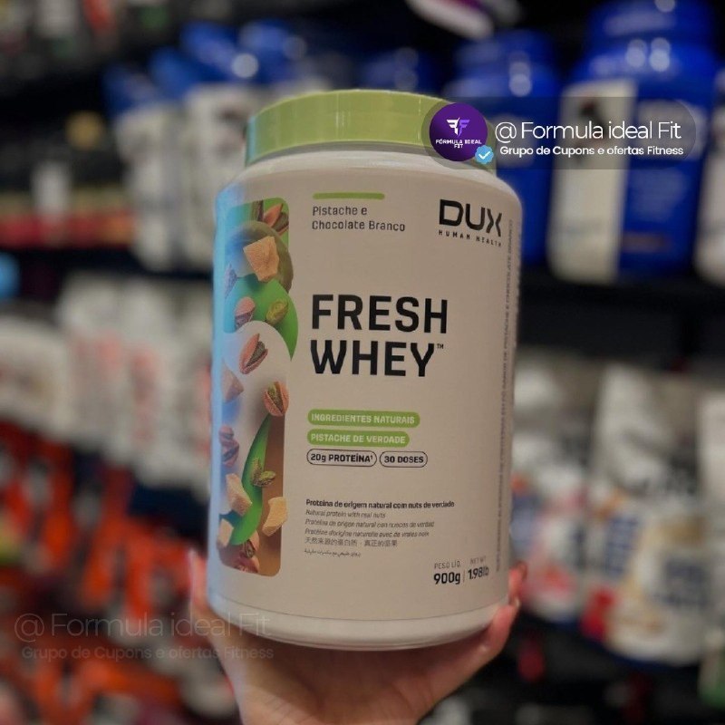 Whey Protein Fresh Whey Dux 900g Pistache Chocolate Branco Pistache E Chocolate Branco