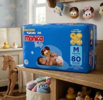Pacote de Fralda Turma da Monica Baby Giga Tam. M - 80 Unidades