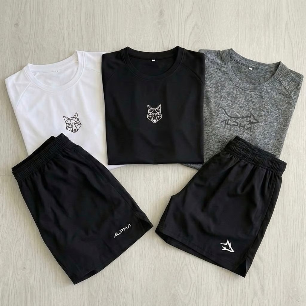 🤓Kit 5 Peças Dry 3 Camisetas E 2 Bermudas Alpha