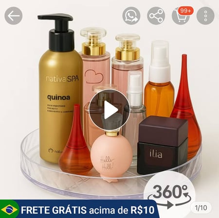 Porta Cosméticos Modelo Diamante 3D giratório 360°
