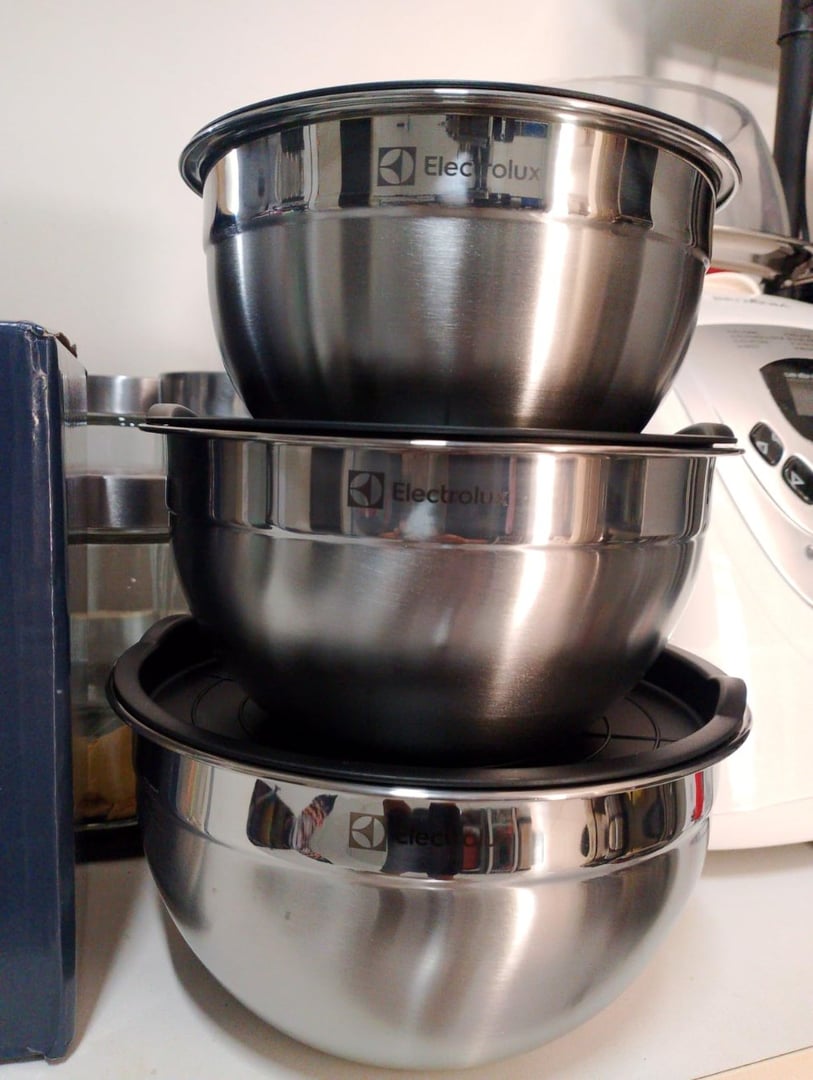 Conjunto de Bowls Tigelas de Inox com Tampa Plástica Electrolux