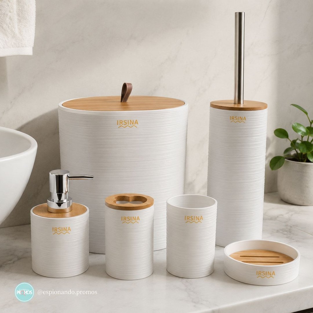 Kit Banheiro De Acessórios Bambu
