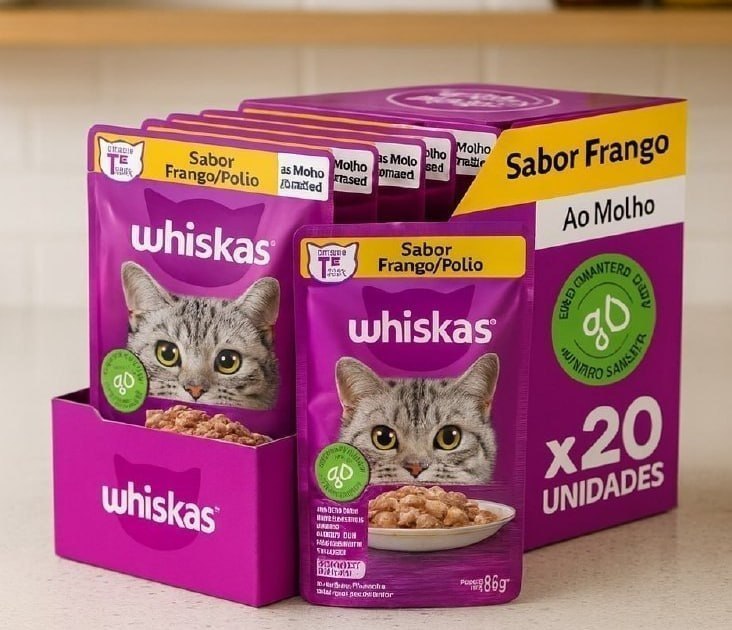 Pack Ração Úmida Whiskas Sachê Frango ao Molho para Gatos Adultos - Leve 20 Pague 16