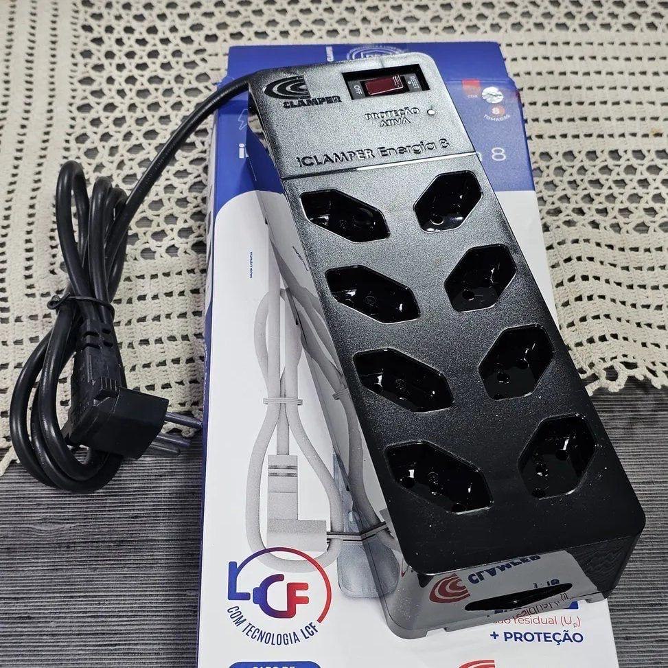 Filtro De Linha Com Dps Iclamper Energia 8 Tomadas Régua Com Tecnologia Lcf