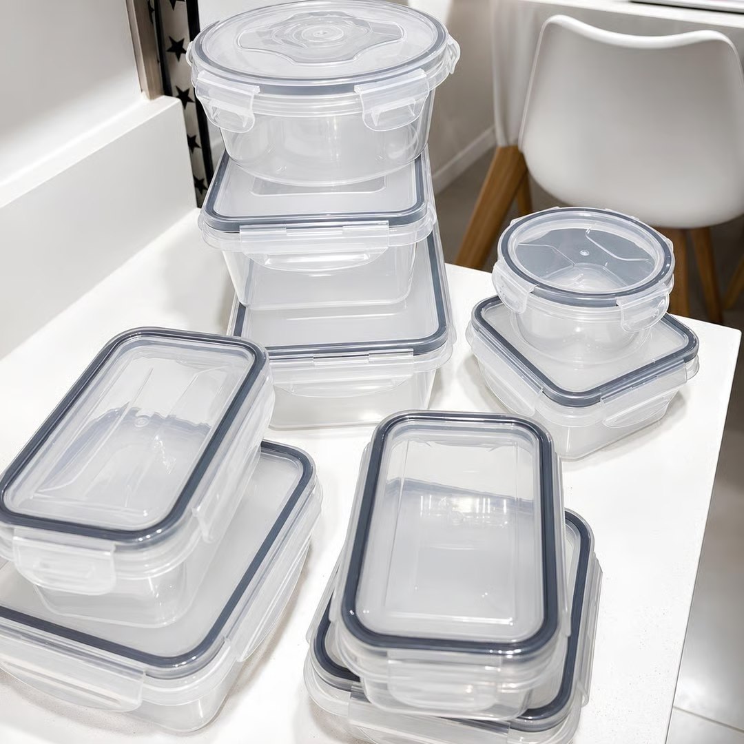 🤓Conjunto 16 Potes Herméticos Croix Empilhavel Tampa E Trava Cor Transparente