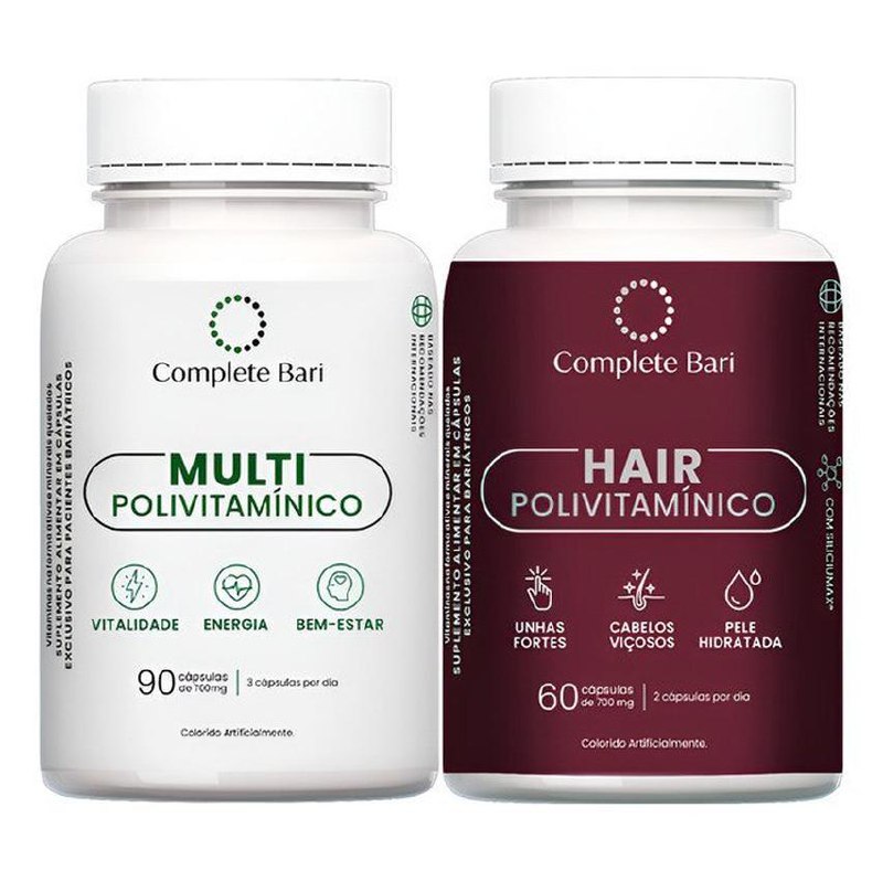 Kit Suplemento Completo Para Fortalecimento Dos Cabelos E Unhas Com Biotina + Multi Polivi...