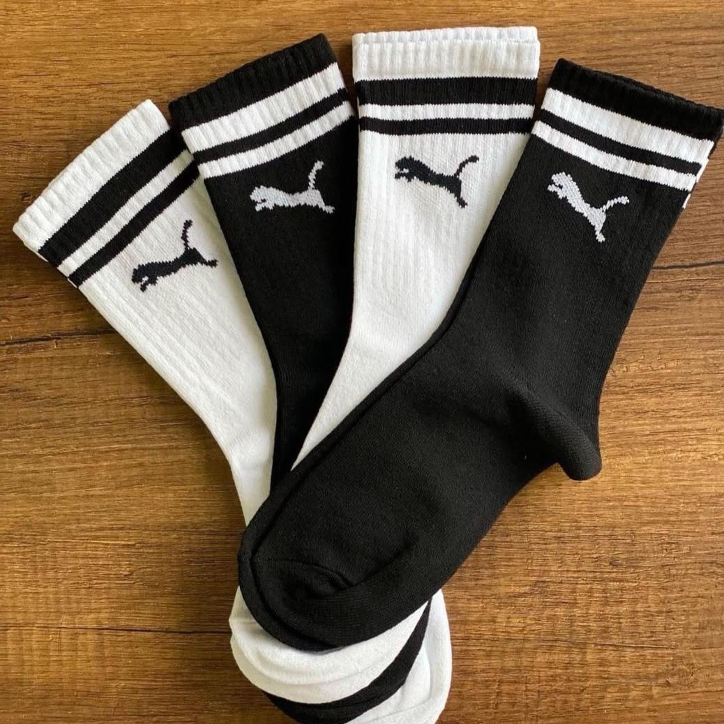 Kit 3 Pares Meias Puma Cano Alto Longo Original - Tam. M/G/GG