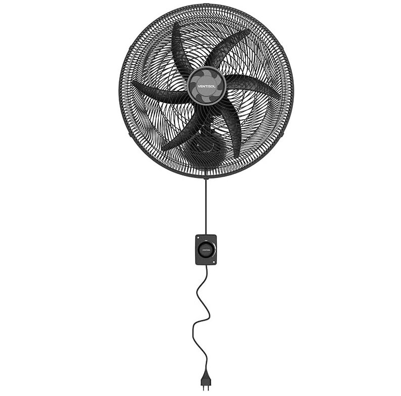 Ventisol Ventilador Osc Parede monta facil 50cm 6p preto 220v premium