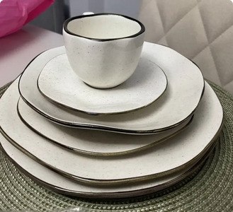 Jogo De Jantar 10 Peças Ryo Maresia Creme Lisa