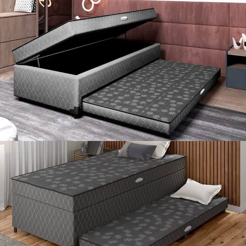 Cama Box Conjugada Solteiro SMP com Cama Auxiliar e Baú 55x88x188 Lady