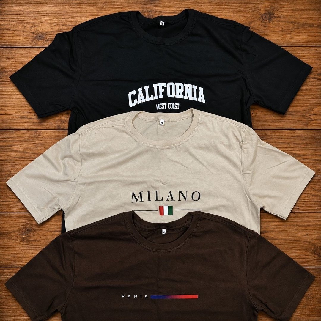 Kit 3 Camisetas KWS 100% Algodão Premium Casual Masculina - Tam. P ao GG