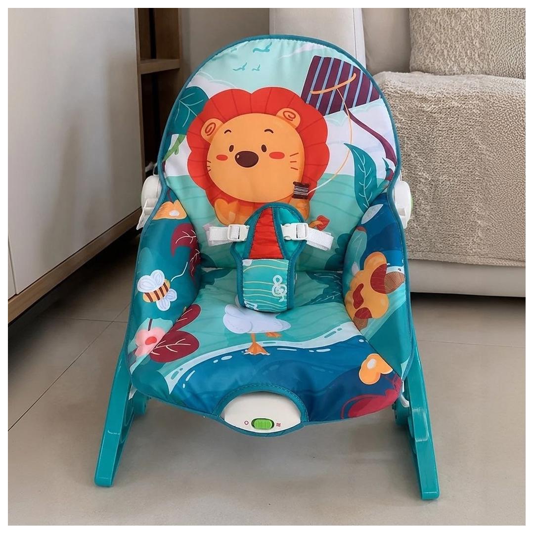 Cadeira de Descanso e Balanço Bebê Musical Vibratória Reclinável 18 Kg Baby Bear (Leão)