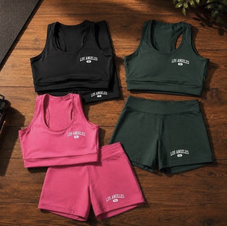 Kit 3 Conjunto Top Shorts Feminino Los Angeles Fitness