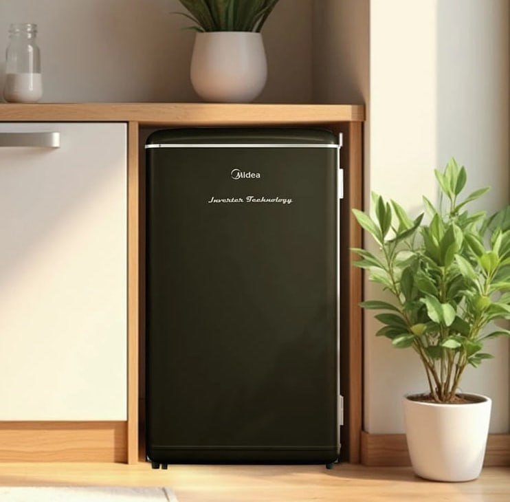 Frigobar Retrô 93 litros Preto Inverter Bivolt Midea