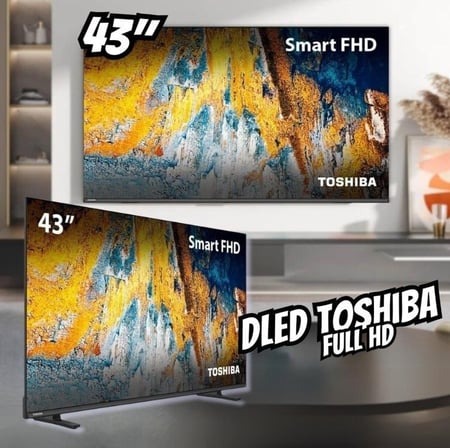 Smart TV LED 43” Full HD Toshiba 43TB021M com Conversor Digital Integrado, Wi-Fi, HDMI, US...