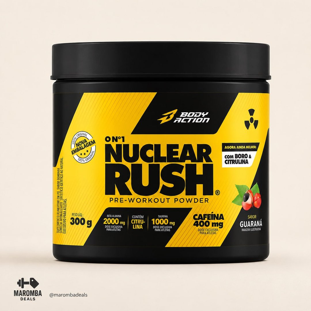 Suplemento Em Pó Pré Treino Nuclear Rush 300g Bodyaction Sabor Guaraná