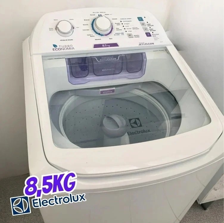 Máquina de Lavar Electrolux 8,5kg Branca Turbo Economia com Jet&Clean e Filtro Fiapos (LAC...