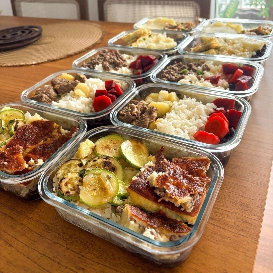 Kit 10 Pote De Vidro Marmita Hermético 640ml Freezer Fitness Rishon Azul-escuro