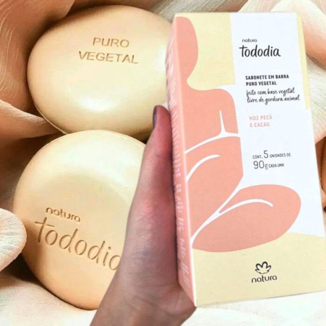 Sabonete Natura Tododia Noz Pecan E Cacau Em Barra 5 Unidades 90g Cada