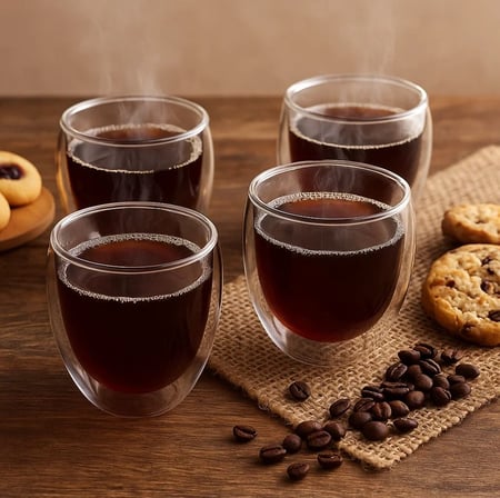 Jogo de Copos de Vidro de Café Parede Dupla 80ml 4 Peças Haus Concept Inspire