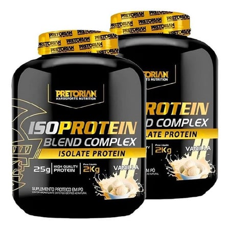 Kit 2 Suplemento Whey Protein Isolado Iso Protein Blend Complex 2kg Pretorian