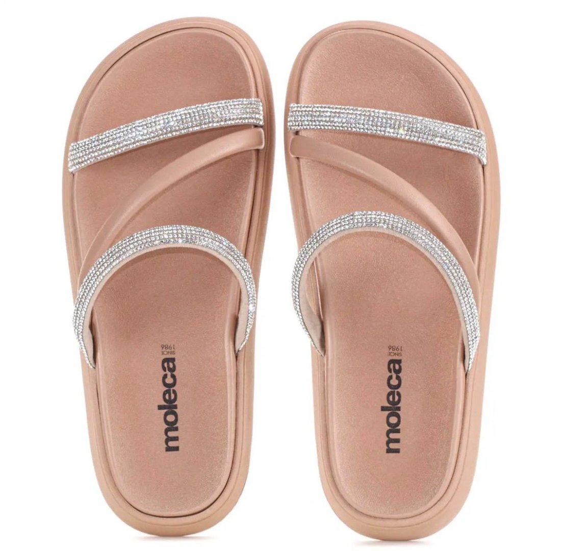 Papete Moleca Feminina Confortável Brilho Flatform Eva Rose-prata