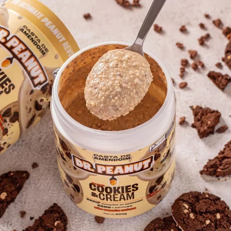 Pasta De Amendoim Dr. Peanut Sabor Cookies & Cream De 600g