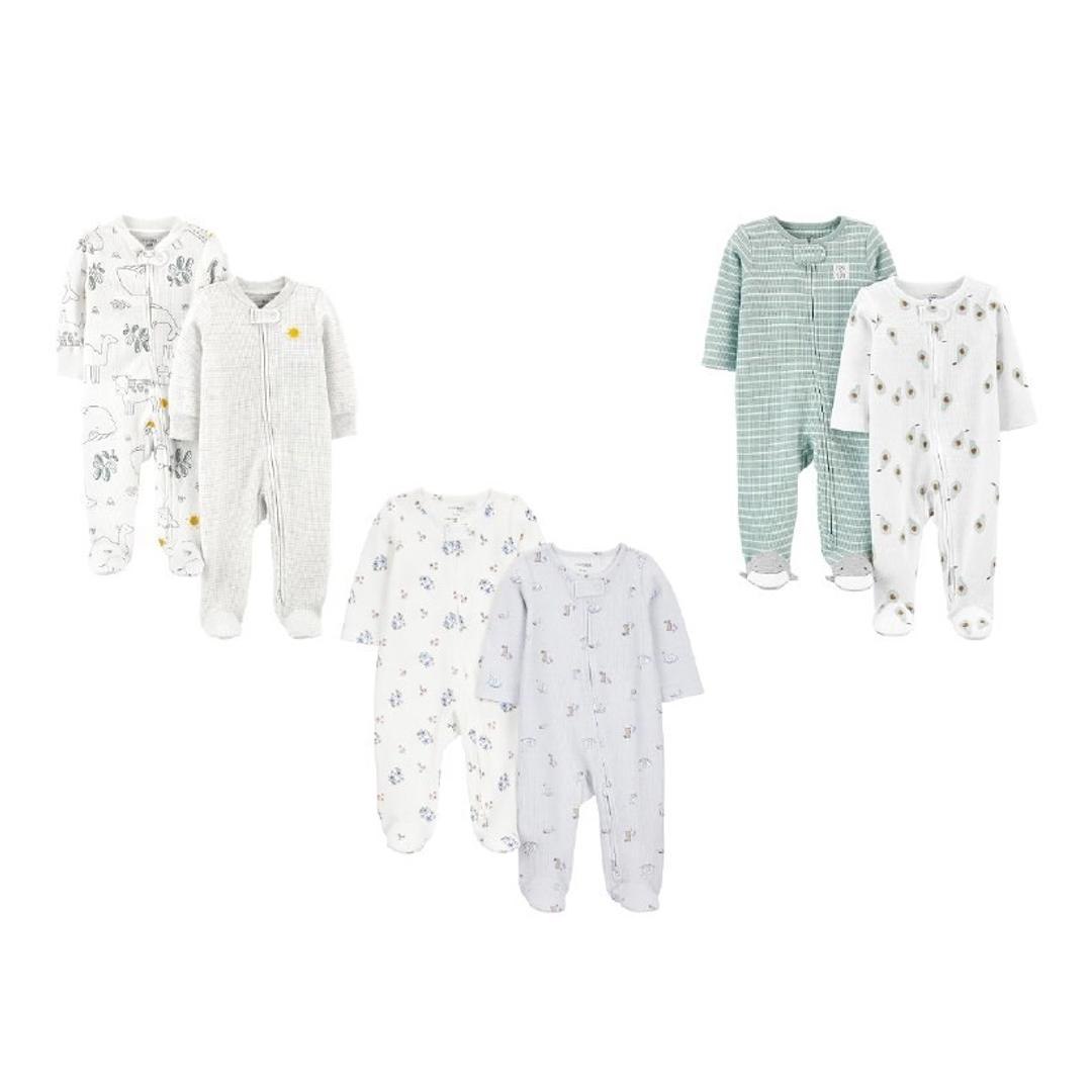Macacão de dormir para bebês 2-way Zip Thermal Footed Sleep and Play, Pack of 2 Simple Joys by Carter'sUnisex Bebê