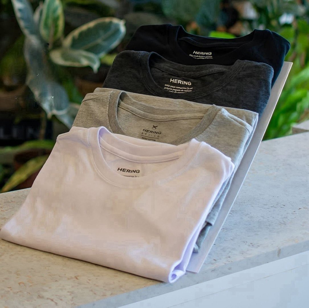 Kit Com 5 Camisetas Masculinas Básicas Hering