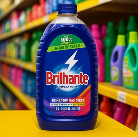 Sabão Líquido Lava Roupas Brilhante Limpeza Total 3L