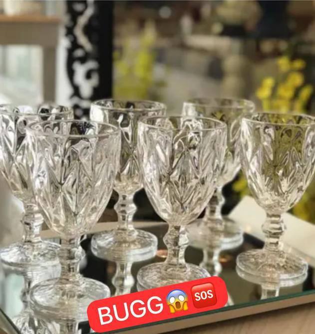 Jogo 6 Taça Diamante Copo Vidro Transparente Bico De Jaca 330ml