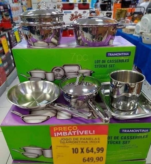 Jogo Panelas Tramontina Allegra Inox Fundo Triplo Indução - 7 peças