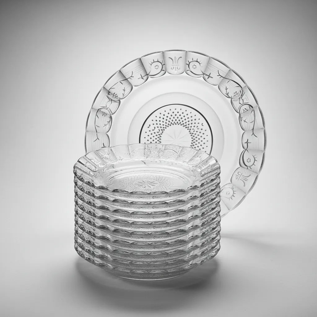 Jogo De Pratos Fundos Egípcio 12 Peças Estrela Transparente Transparente