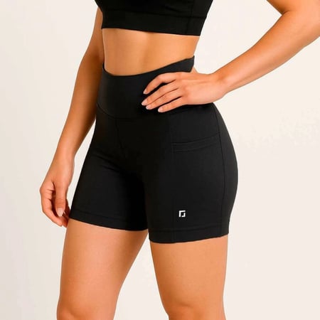 Shorts Feminino Cintura Alta Com Bolsos Academia Corrida 
