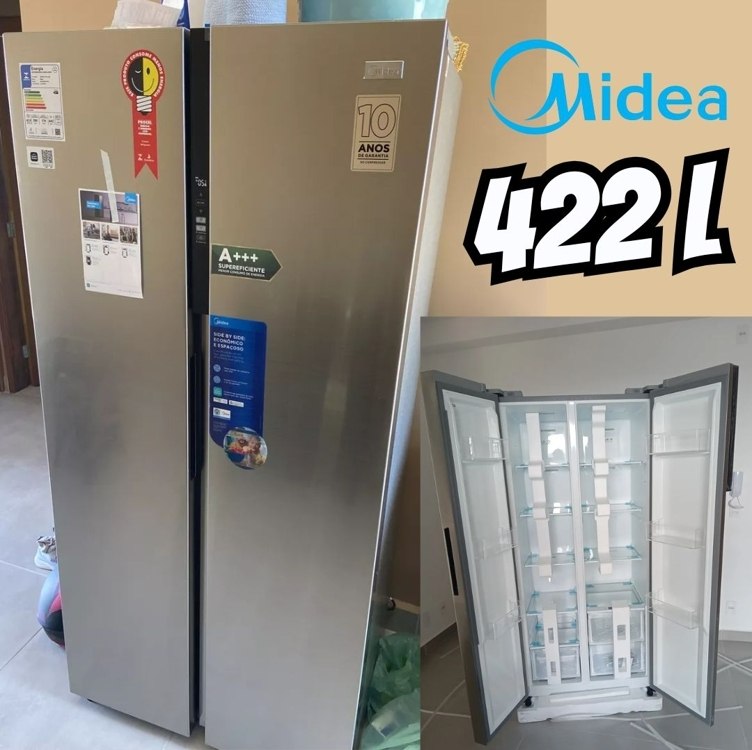 Geladeira Frost Free Side By Side 442L Cor Inox Midea MDRS598FGA041-127v