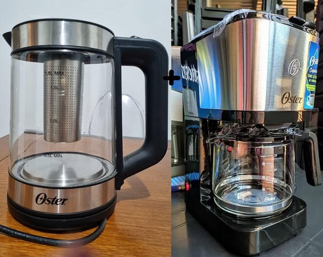 Kit Chaleira Elétrica Oster Tea com Infusor de Chá 1,8L + Cafeteira Oster Inox 19 xícaras ...