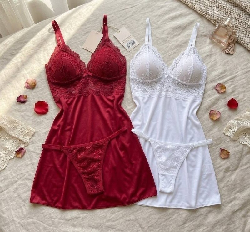 Kit 2 Camisola Sexy Sem Bojo Com Calcinha Renda Pijama Baby