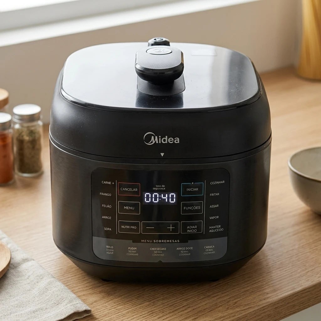 Panela De Pressão Elétrica 5l Nutripro Preta Midea Cor Preto