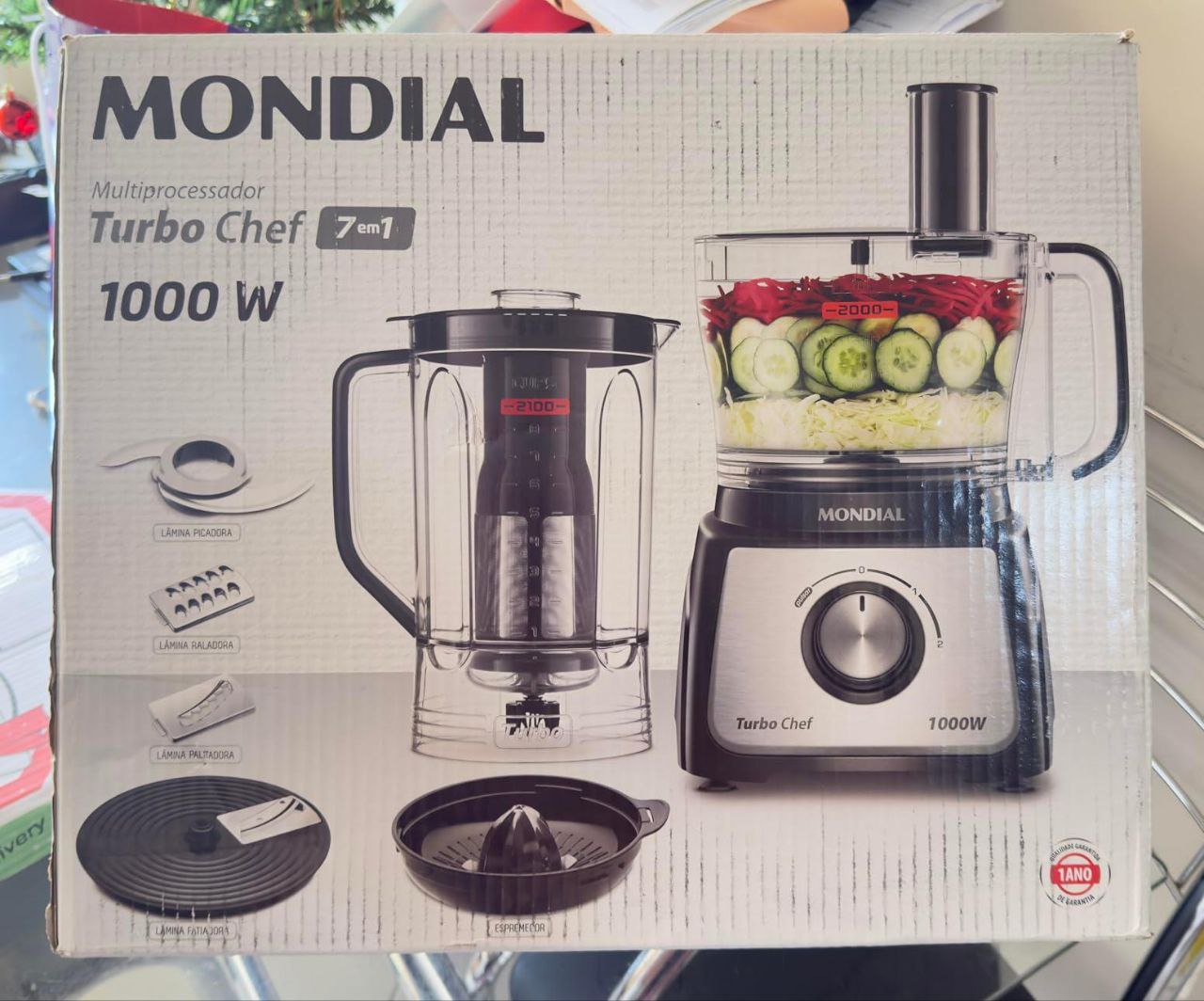 MONDIAL Multiprocessador Turbo Chef 7 em 1, Preto, 1000W, 220V - MPN-01-BE