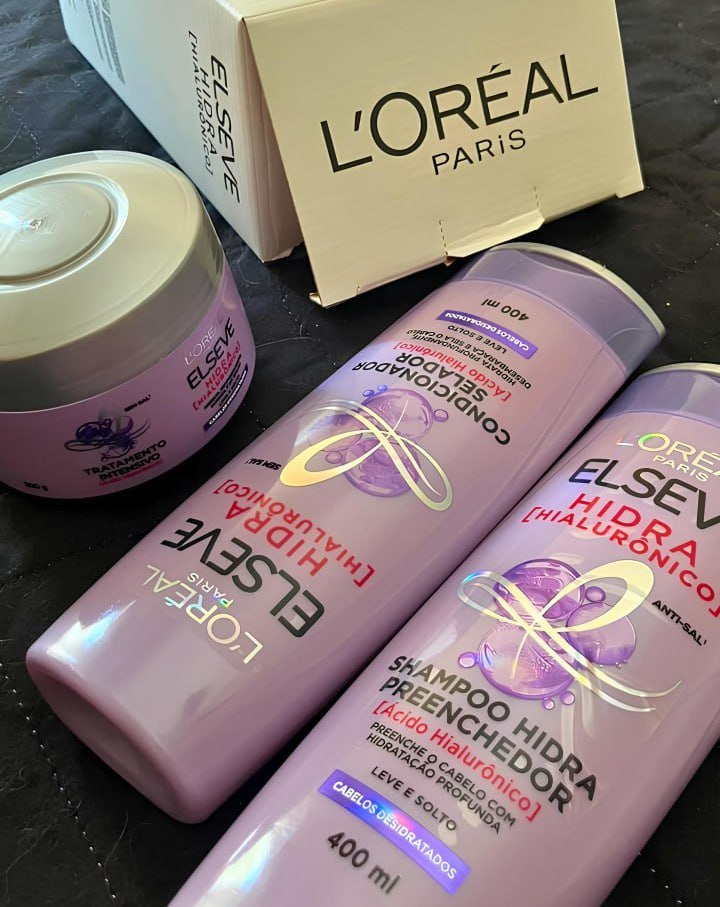 Kit Hidra Hialurônico Shampoo 400ml Condicionador 400ml Creme 300g Elseve