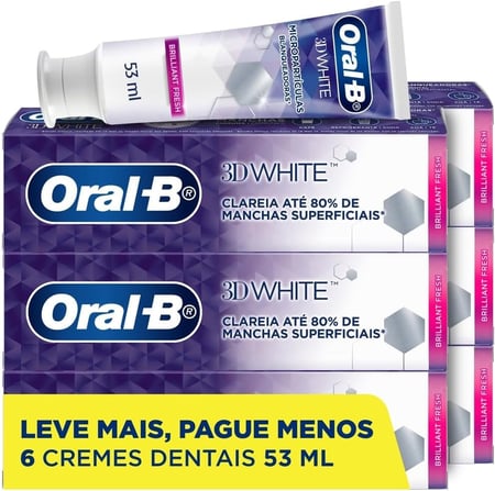 Oral-B Pasta de Dente 3D White Brilliant Fresh, Clareador Avançado com Micropartículas Cla...