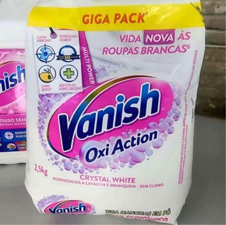 Tira Manchas Vanish em Pó Crystal White Oxi Action para roupas brancas Refil 2,5kg