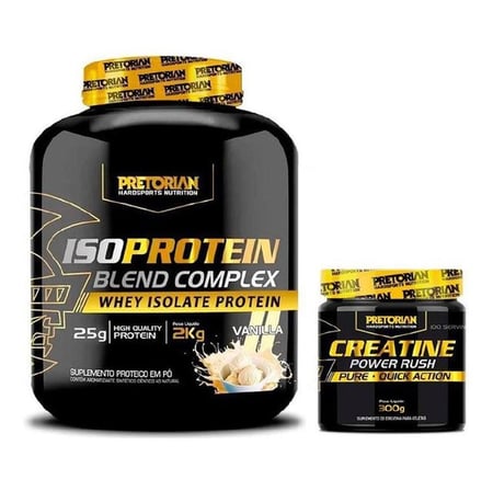 Kit Whey Protein Iso Complex 2kg + Creatina 300g - Pretorian Sabor Baunilha