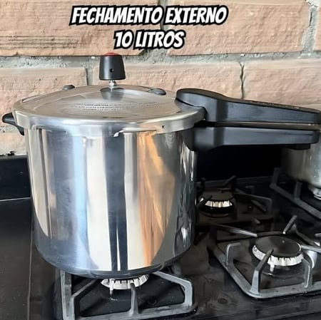 Panela De Pressão Fechamento Externo 10L Polido Nacional - Alumínio Nacional