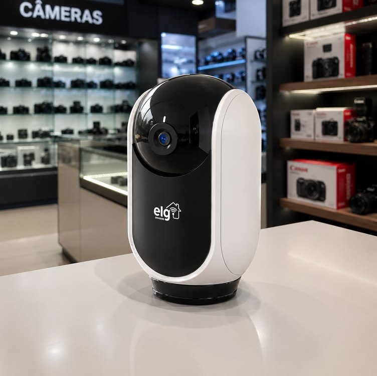 ELG, SHCR600, Câmera Robô 360° Full HD 1080P Inteligente, Conexão WI-FI 2.4GHz, Compatível com Alexa, Áudio Bidirecional, Zoom Digital 6x, Branco