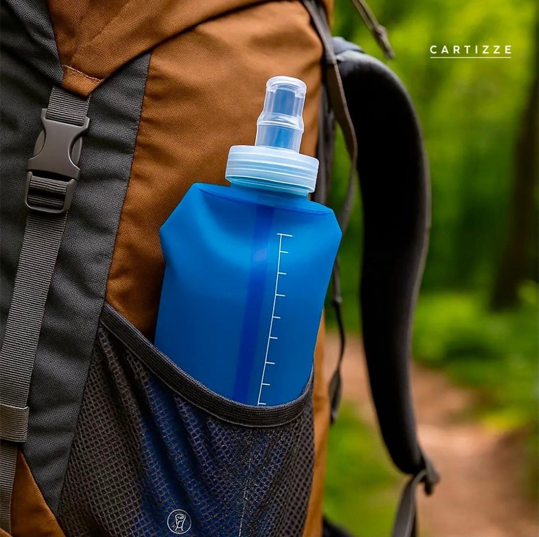 Garrafa Dobrável Squeeze Silicone 500ml (2 Cores)