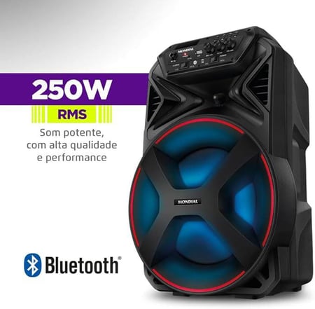 Caixa Amplificada Connect Partyplus, Mondial, Preto, 250W RMS, Bivolt - CM-250